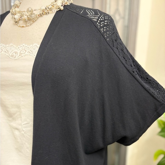 Catherine’s Black Open Front Lace Detail Shrug Sweater Cardigan Size 2X (22/24W) - Picture 5 of 8